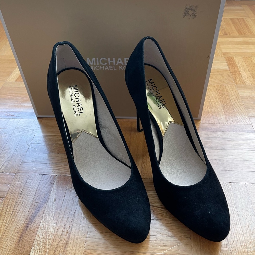 Michael Kors Black Suede Heels 7.5
